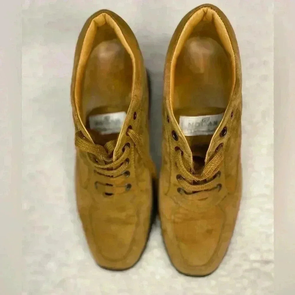 HOGAN INTERACTIVE WOMEN'S‎ CAMEL SUEDE TRAINERS Size 6.5 - Picture 3 of 12